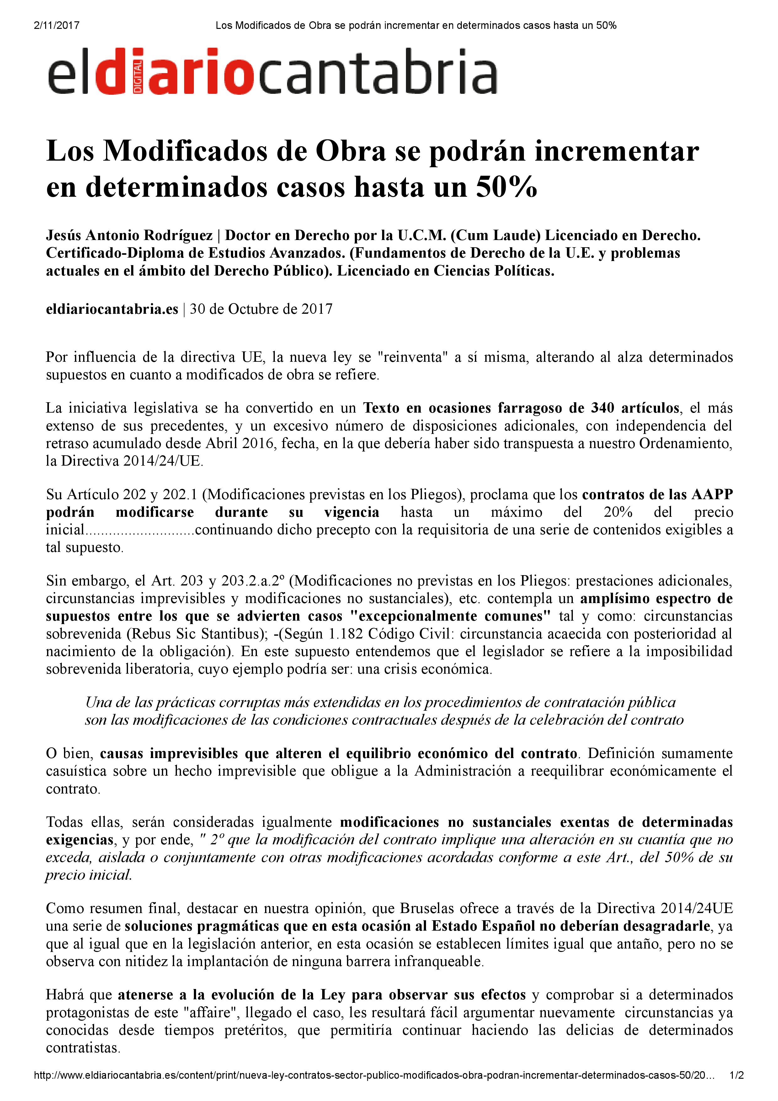 ♦Los Modificados de Obra se podrán incrementar en determinados casos hasta un 50% 0001 - ♦Los Modificados de Obra se podrán incrementar en determinados casos hasta un 50%
